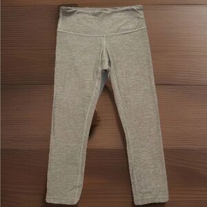 LULULEMON Leggings Womens Size 4 Heather Gray/Tan Wunder Under Crop Waist Pocket